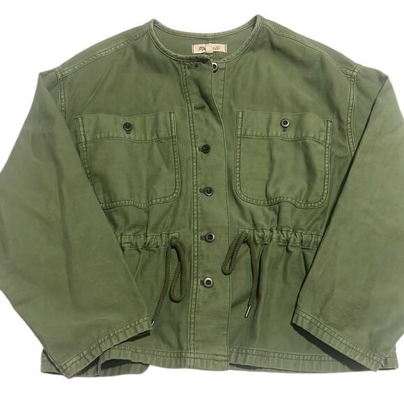 Madewell Claremont Olive Green Drawstring Lightweight Jacket Size Medium - Picture 2 of 10